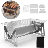 Grille Bbq Grill Barbecue Grid Barbecue Kitchen Utensils Wood Stove Multifunctional Camping Heating Furnace Folding Tourist Bar