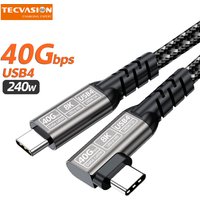 USB4.0 Thunderbolt 3/4 Elbow Cable USB C to Type C Cable 40Gbps PD 240W Fast Charging Cable for Laptop Macbook Pro VR Oculus