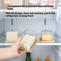Countertop Bamboo Butter Dish Plate With Transparent Acrylic Lid Kitchen Storage Butter Container Box Butter Tableware