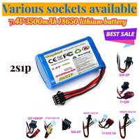 2S1P 7.4V 3500mAh 18650 Lithium Battery JST/T/SM2P/SM3P/SM4P/XT30/XH2.54 Socket, Electric Remote Control Boat, Toy Racing Car