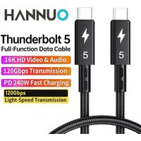 HANNUO NEW Thunderbolt 5 Cable 120Gbps PD 240W Data Cable Fast Charging 8K60Hz Type C Cable for MacBook, IPad, IPhone, Android
