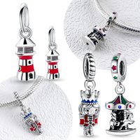 925 Sterling Silver Lighthouse Dangle Charms Beads Fit Original Bracelet Bag Keychain Charm Beads Pendant Diy Women Jewelry Gift
