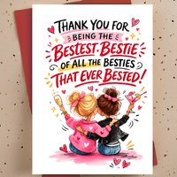Best friend greeting card set, birthday greeting card for your closest friend, expressing gratitude to your best friend