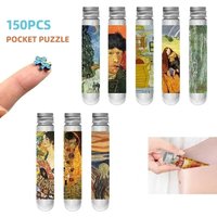 150pcs Mini Test Tube MaxRenard Jigsaw Puzzle 15*10cm Travel Game World Famous Van Gogh Oil Paintings