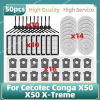 Compatible For Cecotec Conga X50 / X50 X-Treme Vacuum Replacement Parts Side Brush Mop Cloth HEPA Filter Dust Bag Accessories