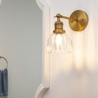 Permo Adjustable Wall Sconce with Tulip Thick Glass for Bathroom Living Room Farmhouse Bedside Lighting