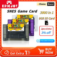 EPICJOY Super SNES Game Card 3000 in 1 SNES Card With 8GB TF Card For N SNES Console Compatible With original US Console