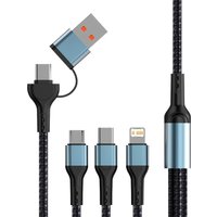 Type-C USB 5-IN-1 Fast Charging Cable Multi-ports for ios/Micro/USB-C For iPhone 17 16 15 14 Xiaomi CellPhone Charge Data Cable
