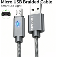 Micro USB With Smart Led Nylon Braided Fast Charging Cable For Samsung S7 Edge Note 5 Redmi 9A 10A 12C Honor 8X 9i 20i OPPO R15