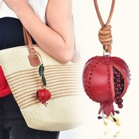 Cute Fruit Pomegranate Pendant Strawberry Hanger Pu Leather Keychain Fashion Creative Bag Pendant Bag Ornament