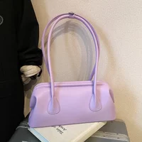 Solid Color PU Leather Underarm Bags For Women 2025 Spring Korean Fashion Retro Simple Shoulder Bag Lady Handbags And Purses