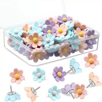 New Floral Pushpins - Decorative Resin Flower Thumbtacks For Photo Walls & Office Supplies