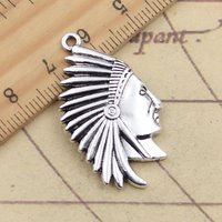 10pcs Charms Indian Chief Head 36x21mm Tibetan Silver Color Pendants Antique Jewelry Making DIY Handmade Craft