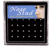 24pcs Crystal Nose Ring & Studs Fashion Body Women Girl Jewelry Stainless Surgical Steel Nose Piercing Colorful Rhinestone