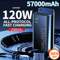 57000mAh 120W High Capacity Power Bank for IPhone Xiaomi and Huawei Mobile Phones Super Fast Charging Type-C PowerBank (CCC)