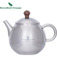 Boundless Voyage Titanium Kungfu Kettle Mini Camping Coffee & Teapot Ultralight Kettle for Outdoor Backpacking Hiking Ti3107D