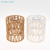 Hot!Handmade Paper Rope Woven Rattan Lampshade Boho Decorative Lampshade Table Lamp Decorative For Garden Yard Living Room