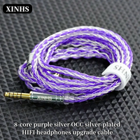 XINHS XH013 Purple-Silver 8-Core OCC Silver-Plated HIFI Headphone Upgrade Cable For Various Headphones 0.78 2PIN/MMCX/KZ QDC