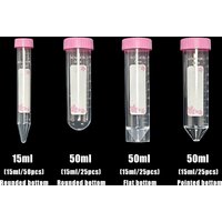 15/50mL Conical Plastic Centrifuge Tubes With Screw Caps Flat Pointed Round Vials and Sample Lab Containers Lab Centrifuge Tubes