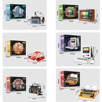 DIY Retro Electrical Appliances Furniture TV Computer Tape Walkman Game Consoles Radio Building Blocks Model Bricks Sets Toys
