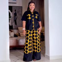 Pant Set Women Two Piece Sets Turn Down Collar Short Sleeve Shirt Print Dot Wide Leg Long Pants High Waist Y2k Streetwear 2026