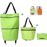 2-in-1 Foldable Shopping Cart, Shopping Bag Trolley and Wheels, Portable Rolling Handbag, Shopping Bag and Wheels, Waterproof