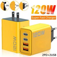 120W Type C Fast Charger USB Quick Charge QC 3.0 EU US UK Plug Wall Charger for Phone Adapter for iPhone Samsung Xiaomi Huawei
