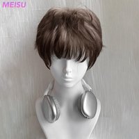 MEISU 12 Inch Cool Boys Wig Synthetic Fiber Layered Hair Heat-Resistant Natural Smooth Cosplay Party Selfie