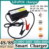 29.2V 14.6V 5A 10A 20A Lifepo4 Charger AC100-240V for 4S 8S 12V 12.8V 14.4V 24V 3.2V 5A 10A LiFePO4 Smart Charger Network