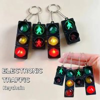 Mini LED Traffic Signal Model Keychain Bag Backpack Car Pendant Creative Electronic Decor Holiday Gift