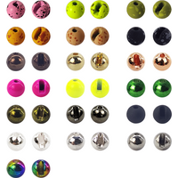 Aventik 25pcs Slotted Tungsten Beads 2.5-4.5mm High Density Fly Tying Nymph Split Ball Head Fishing Accessory