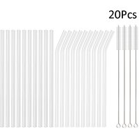 Paille en verre Borosilicate de 8/12/14mm de haut, 10/20 pièces, ensemble de pailles à boire réutilisables et écologiques, accessoires de Bar pour Smoothies au thé à bulles