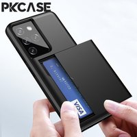 PKCASE Slide Card Slot Wallet Case For Samsung S26 S25 Edge S24 S23 FE Note 20 Ultra A55 A56 A36 A16 A17 Cover