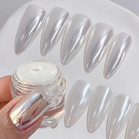 1 PCS White Chrome Nail Powder Shimmered Chrome Pigment Powder Mirrored Effect Nails Art Powder for Manicures Decorations