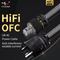 YYAUDIO HIFI amplifier OFC Pure Copper Rhodium Plated UK IEC AC Female Male Power Plug Power Cable Cord Wire