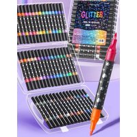Glitter Double Tips Markers Pens, Shimmer Markers Glitter Writing Drawing Pens for Christmas Card Birthday Greeting DIY Art