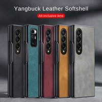 Fashion Solid Color Business Soft Leather Case for Samsung Galaxy Z Fold 3 4 5 6 7 5G Fold4 Fold3 Fold5 Fold6 Hard PC Back Cover