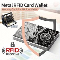 Compass and Mountain Forest Pattern High End Stainless Steel RFID Metal Wallet, Practical and Aesthetic Gift