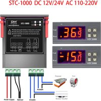 STC-1000 Digital Temperature Controller AC 110-220V DC12V 24V NTC Sensor Red Display -50~99°C Measuring Range Relay Output