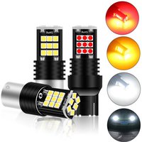 2PCS T20 7443 7440 3030 24SMD LED Bulbs Car Brake Bulbs Lights Reverse Red Yellow White 12v