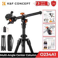 K&F CONCEPT Camera Tripod Rotatable 76.7 inch Multi-Angle Center Column Lightweight Travel DSLR 8kg/17.6lbs Load BallHead Tripod