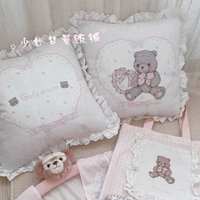 Cute teddy bear pillow, lace lace lace cushion, home decoration, girl gift
