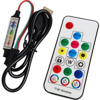 Mini Music Led Controller 17Keys DC/USB 3Pin 5V-24V Wireless RF Remote Control For WS2811 2812 Addressable RGB Strip Light Panel