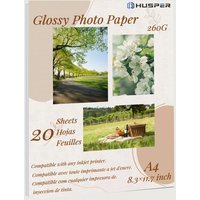 HUSPER A4 Size 260G 20 Sheets inkjet High glossy photo graphie paper 8.3×11.7 inch