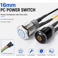 PC Power Switch 12mm/16mm/19mm Host Restart LED Metal Button with 50cm DuPont Line