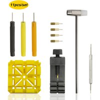 11 Pcs Watch Repair Tool Set Watch Link Band Slit Strap Bracelet Chain Pin Remover Adjuster Tool Kit for Professional Watchmaker
