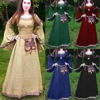 Medieval Classical Cosplay Costumes for Women Halloween Carnival Party Performance Long Sleeve Middle Ages Renaissance Dresses