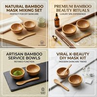 Aesthetic Natural Wood Mask Bowl Authentic Diy Cosmetic Mixing Tools Sleek Bamboo Spatula Spoon For Mud Mask Application Tool