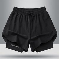Men's quick drying and breathable 2-in-1 running shorts with built-in lining suitable for exercise jogging and marathon running