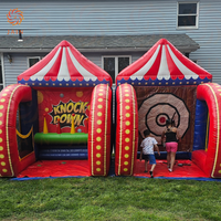 Free Shipping Inflatable Carnival Games Soccer Dart Knock Down Basketball Inflatable Activities With Blower For Kids Play